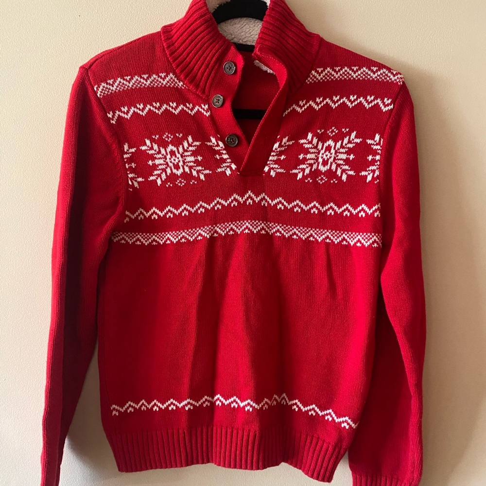 Boys Chap Red Half Zip Sweater